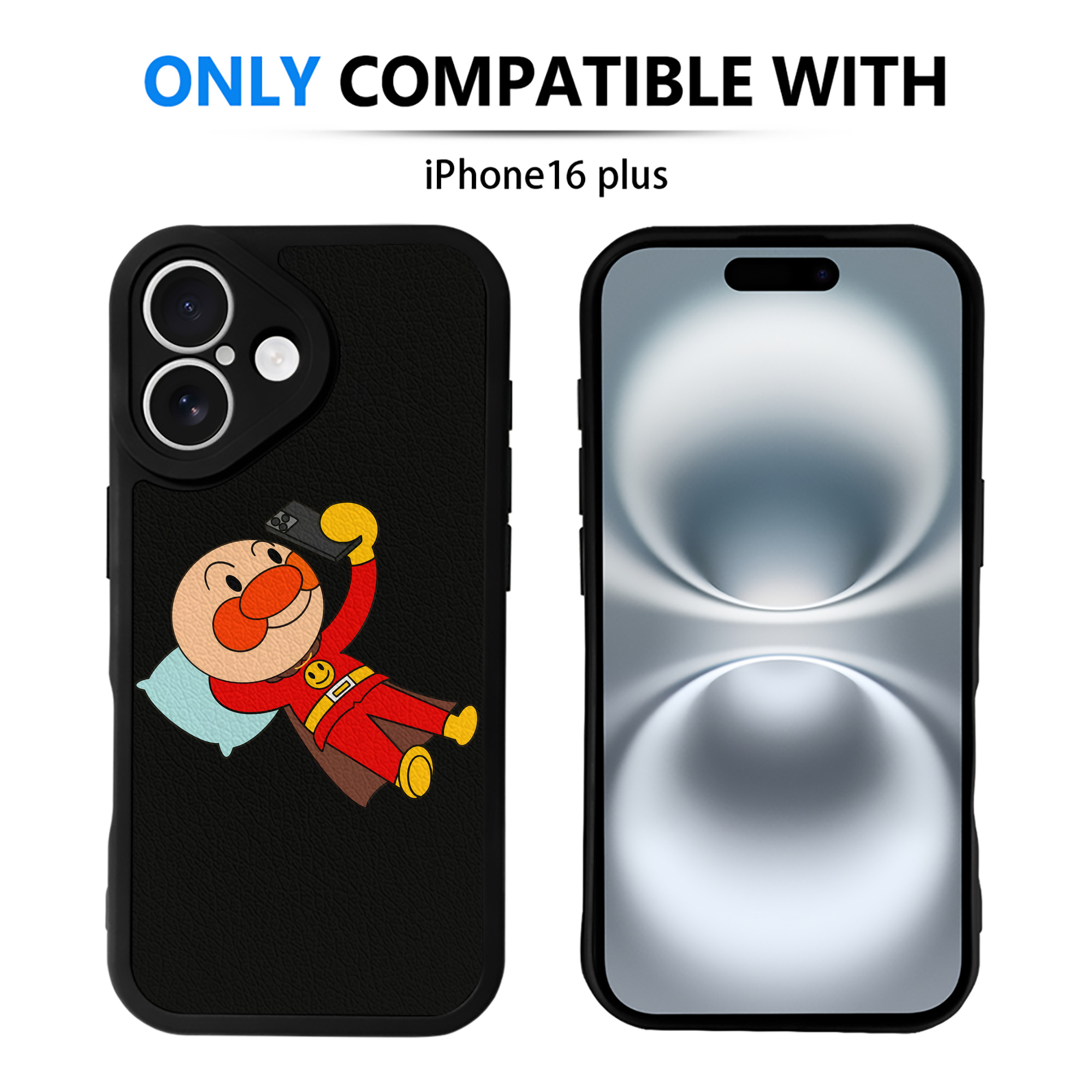 （画像用） アンパンマン Anpanman 【iPhone 16シリーズ対応】シリコンスマホケース（レザー調） 材質：シリコン